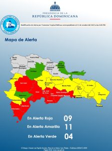 Estas son las nueve provincias bajo alerta roja por el paso de la tormenta Melissa